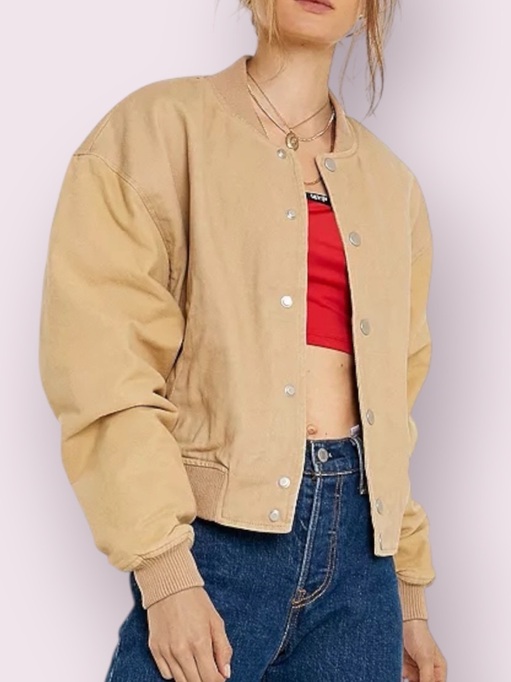 Urban Outfitters Lena Bomber Jacket Tan Size XS
